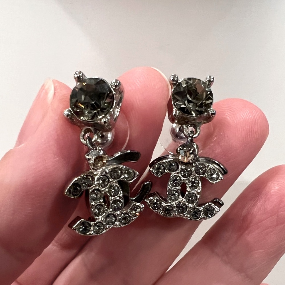 Chanel logo dangle earrings